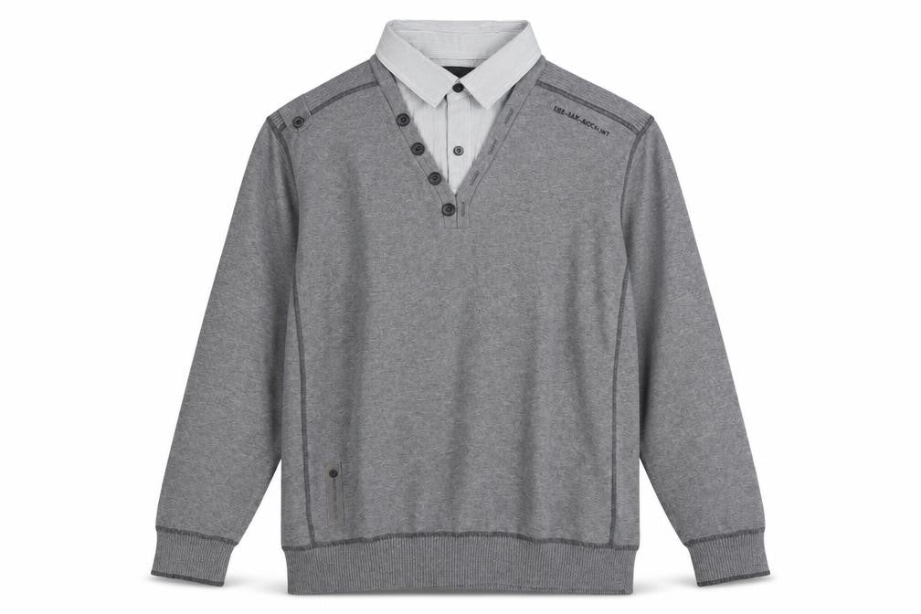 Front view of Next Men's Grey Henley Jumper L - Casual Collared Style