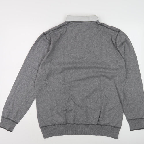 Next Men's Grey Henley Jumper L - Casual Collared Style