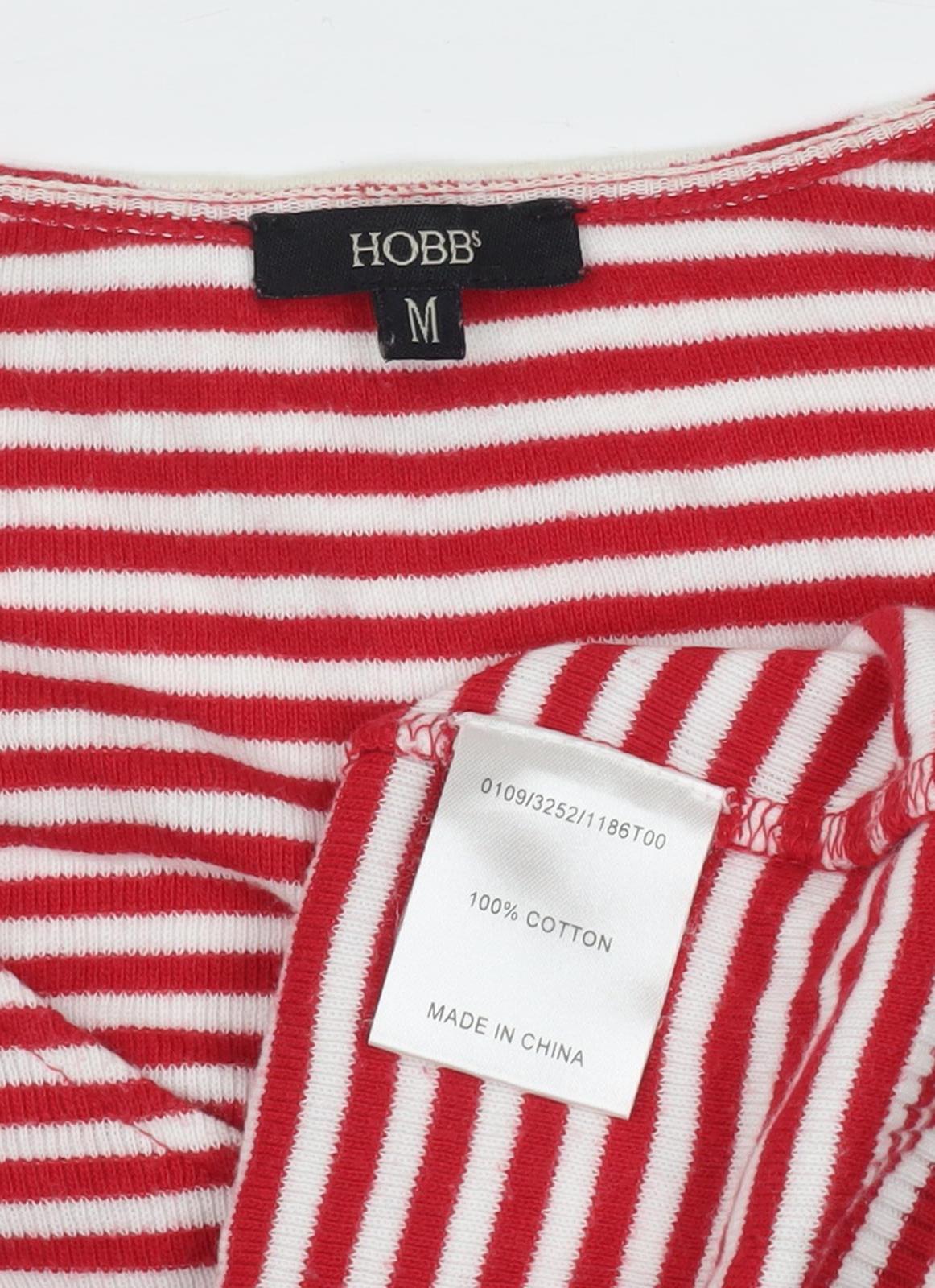 Hobbs Women Red Striped Cardigan M Size Cotton