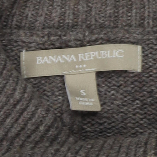 Banana Republic Women's Grey Striped Roll Neck Jumper S