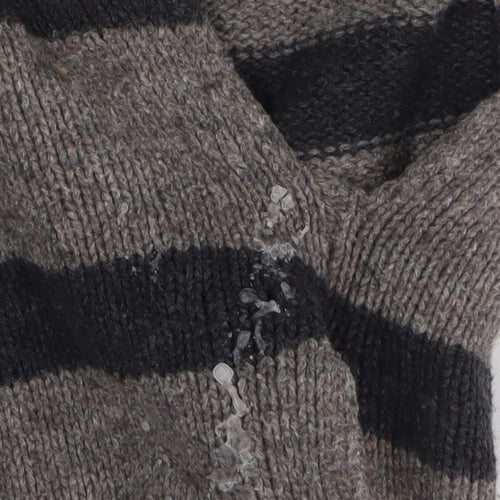 Banana Republic Women's Grey Striped Roll Neck Jumper S