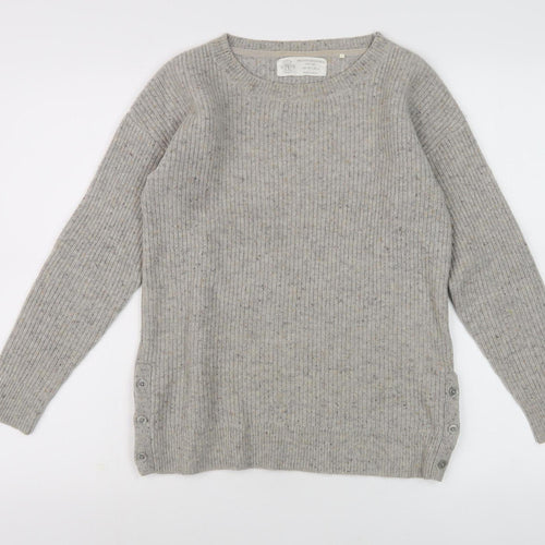 FF South Coast Women's Grey Wool Pullover Jumper, Size 10, Crew Neck