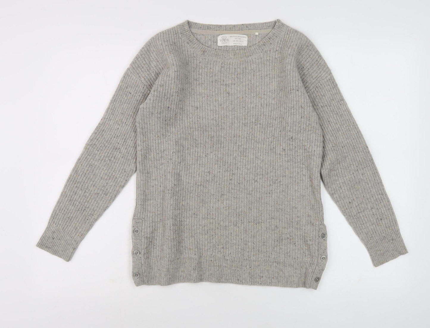 FF South Coast Women's Grey Wool Pullover Jumper, Size 10, Crew Neck