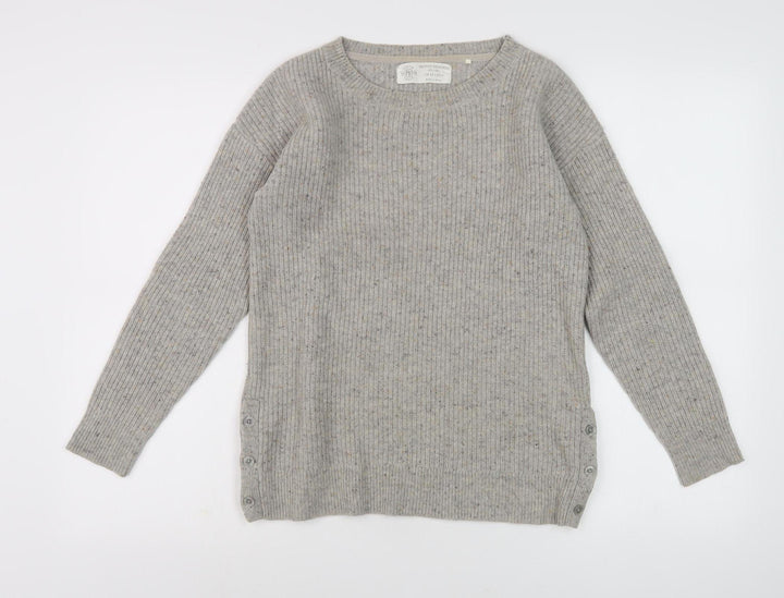 FF South Coast Women's Grey Wool Pullover Jumper, Size 10, Crew Neck