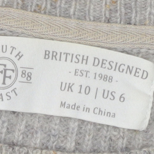 FF South Coast Women's Grey Wool Pullover Jumper, Size 10, Crew Neck