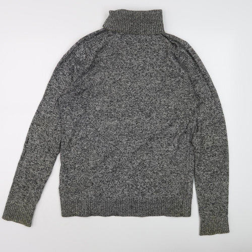 Hollister Men's Grey Roll Neck Pullover Jumper M