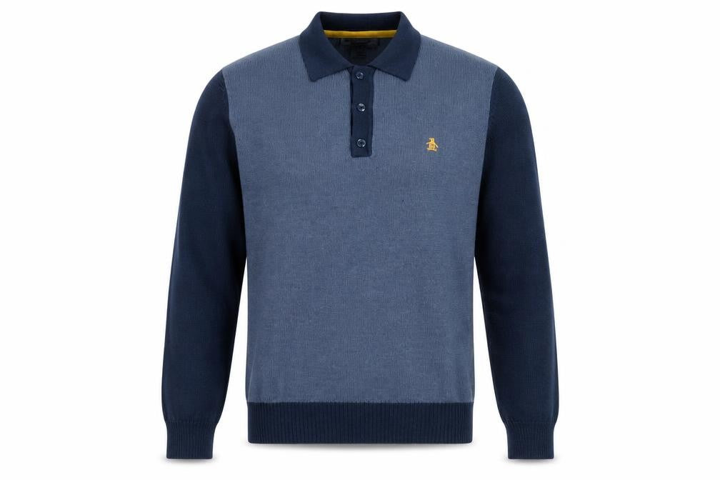 Front view of Original Penguin Men's Blue jumper L Classic Knit