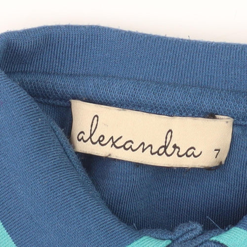 Alexandra Girls Blue Shirt Dress, Size 7, Long Sleeve, Casual
