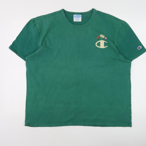 Champion Unisex Green XL T-Shirt, Crew Neck, Cotton Jersey