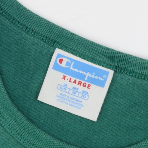 Champion Unisex Green XL T-Shirt, Crew Neck, Cotton Jersey