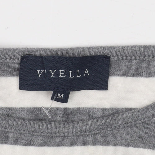 Viyella Women's Striped Long Sleeve T-Shirt, M, Grey/Pink