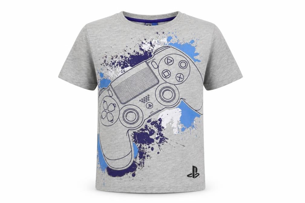 Front view of PlayStation boys’ grey graphic print t-shirt xl