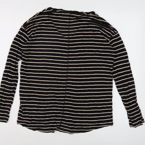 FatFace Women's Black Striped V-Neck Long Sleeve Top