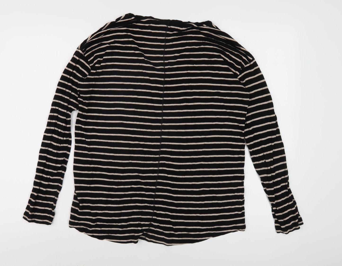 FatFace Women's Black Striped V-Neck Long Sleeve Top
