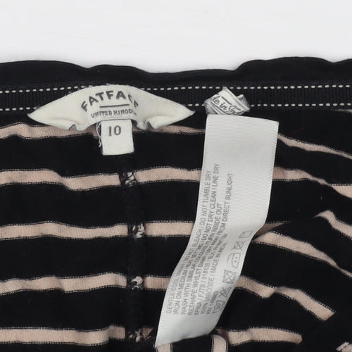 FatFace Women's Black Striped V-Neck Long Sleeve Top