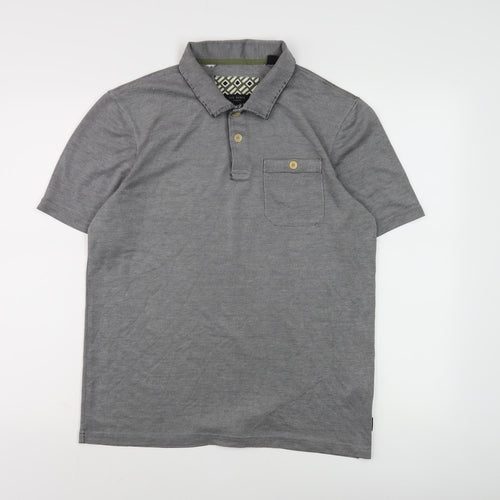 Ted Baker Grey Men's Polo Shirt Size 3 Button Accents