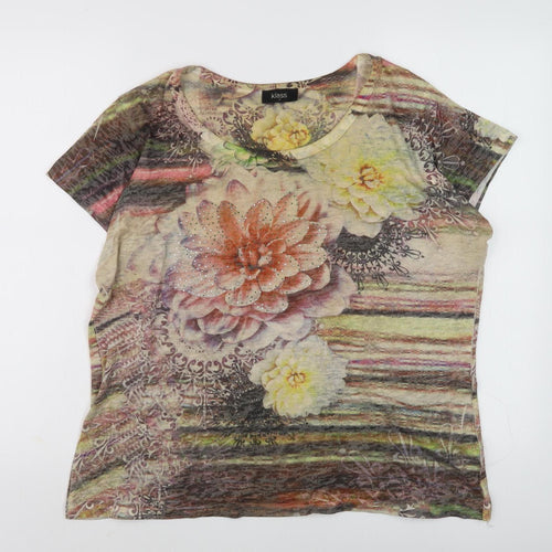 Klass Women's Multicoloured Floral T-Shirt, Size M, Rhinestone Accent