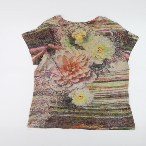 Klass Women's Multicoloured Floral T-Shirt, Size M, Rhinestone Accent