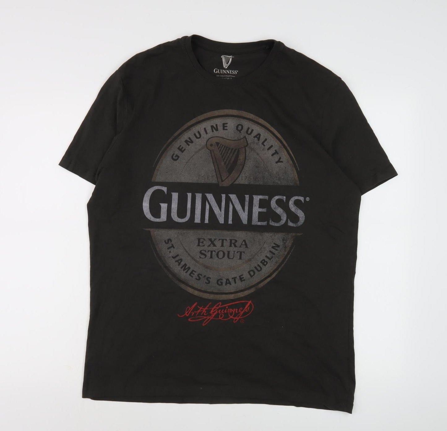 Guinness Men's Black Graphic Print T-Shirt - Large
