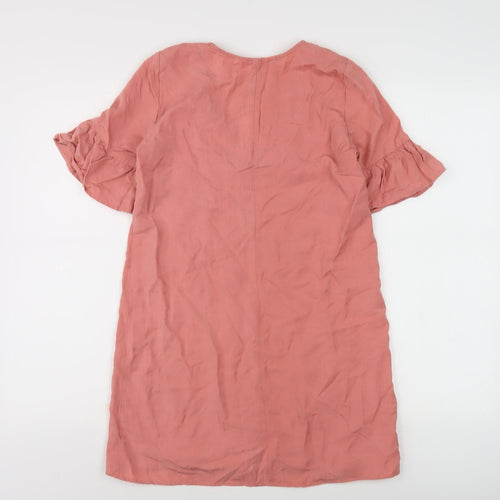 Zara Women Pink Short Sleeve V-Neck Dress Size 8
