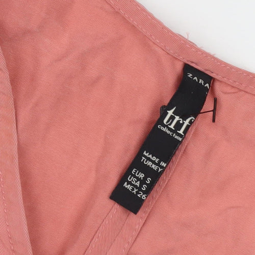 Zara Women Pink Short Sleeve V-Neck Dress Size 8