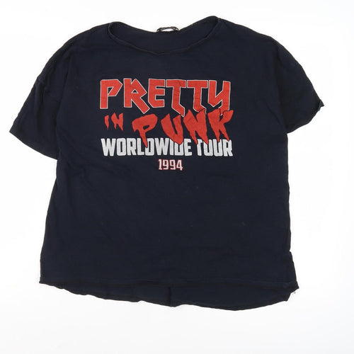 Zara Women's Black Punk Tour Graphic T-Shirt, Size 10