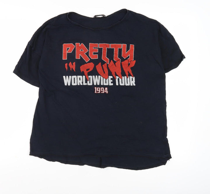 Zara Women's Black Punk Tour Graphic T-Shirt, Size 10
