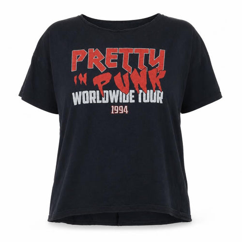 Zara Women's Black Punk Tour Graphic T-Shirt, Size 10