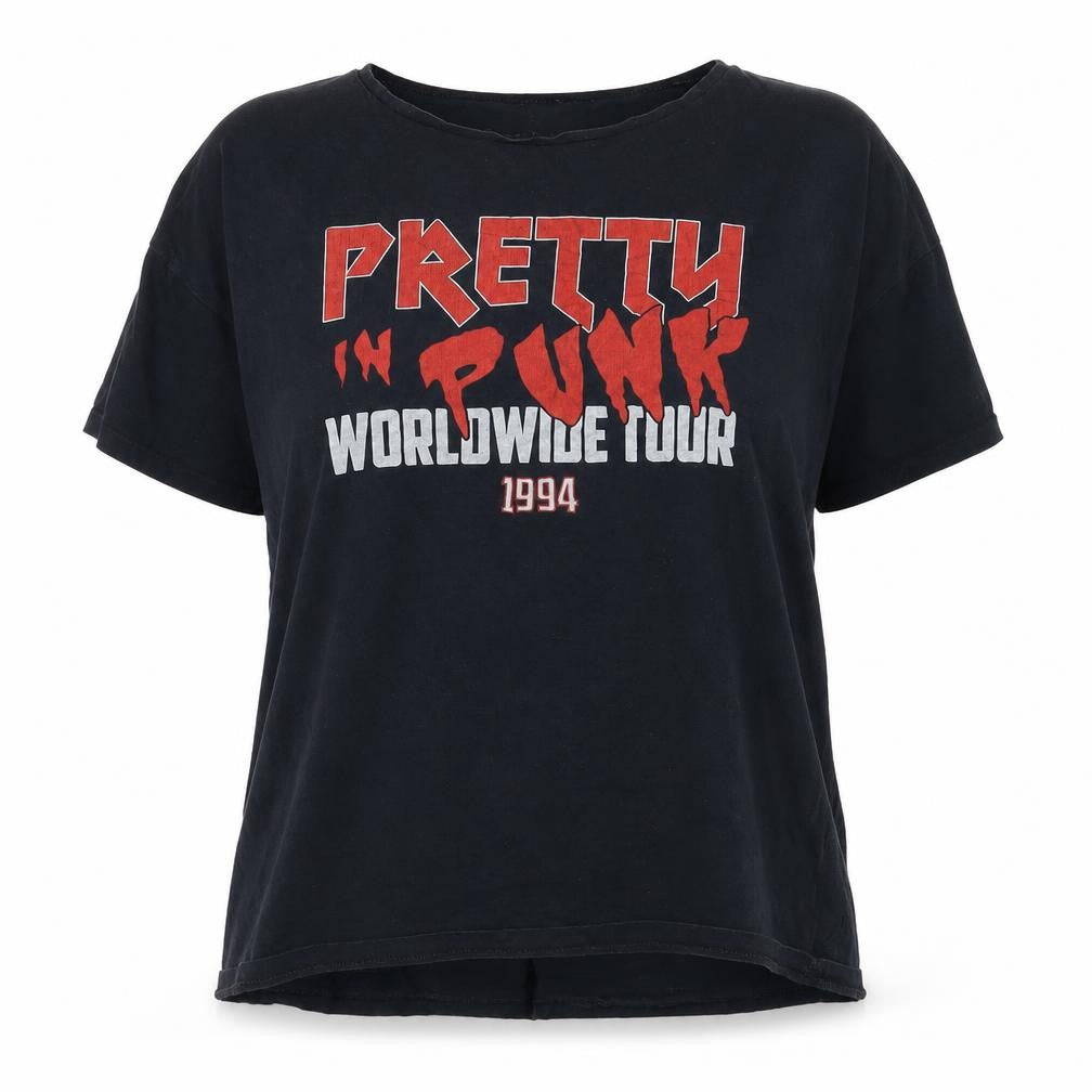 Zara Women's Black Punk Tour Graphic T-Shirt, Size 10