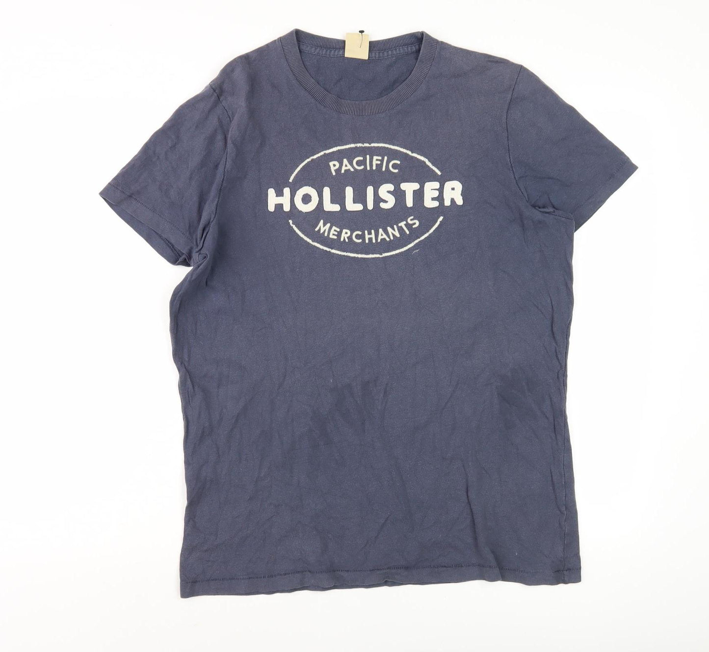 Hollister Men's Blue T-Shirt, Size L, Graphic Print, Cotton