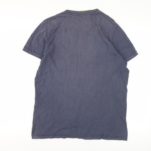 Hollister Men's Blue T-Shirt, Size L, Graphic Print, Cotton
