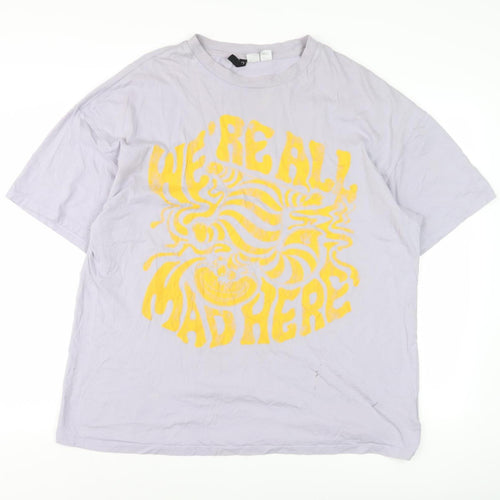 H&M Men's Grey Graphic Print T-Shirt Size M