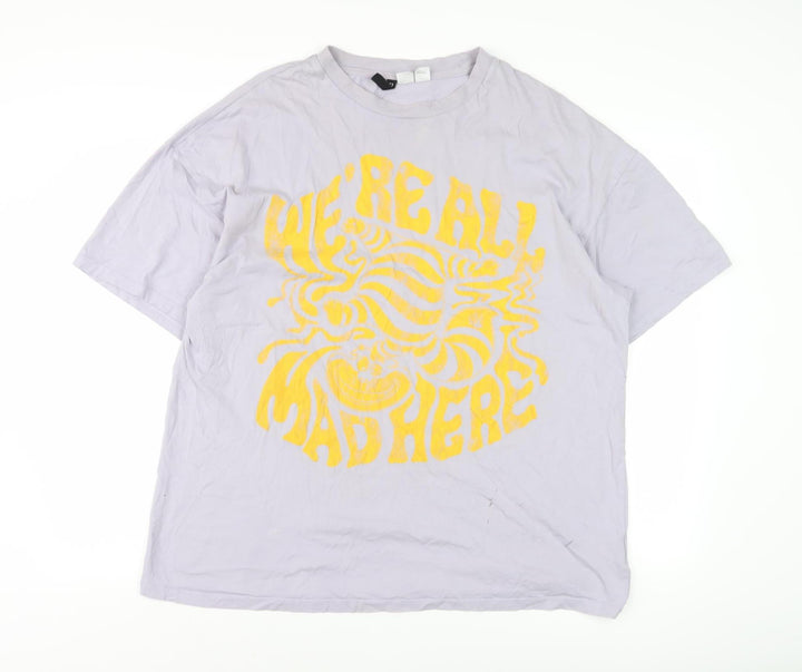 H&M Men's Grey Graphic Print T-Shirt Size M