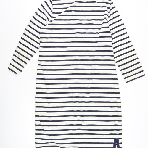 Jaeger Women's White Blue Striped Shift Dress M