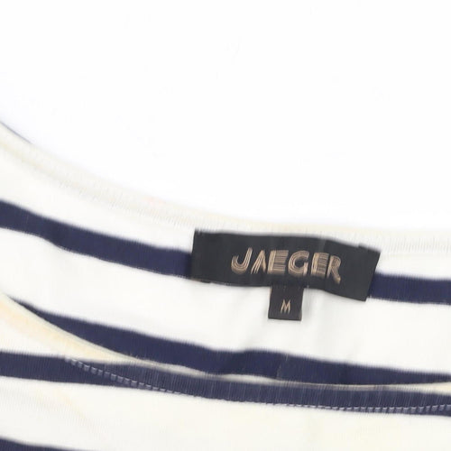 Jaeger Women's White Blue Striped Shift Dress M