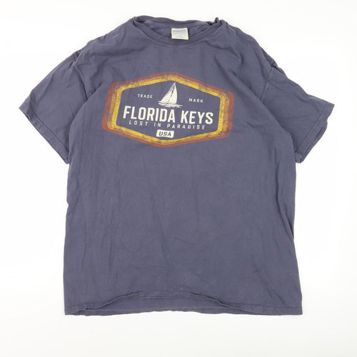 Comfort Wash Men's Blue L Graphic Print T-Shirt