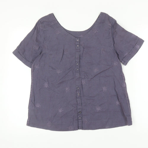 White Stuff Women's Purple Linen Blouse Size 10
