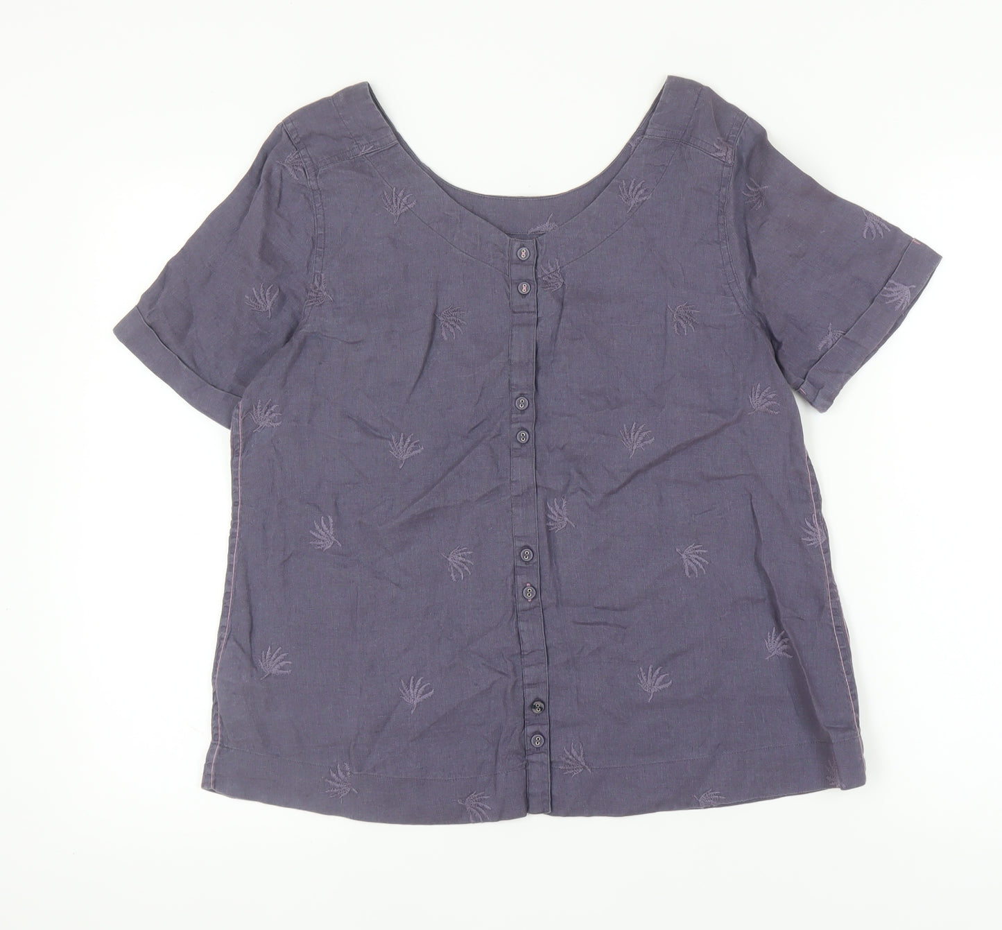 White Stuff Women's Purple Linen Blouse Size 10