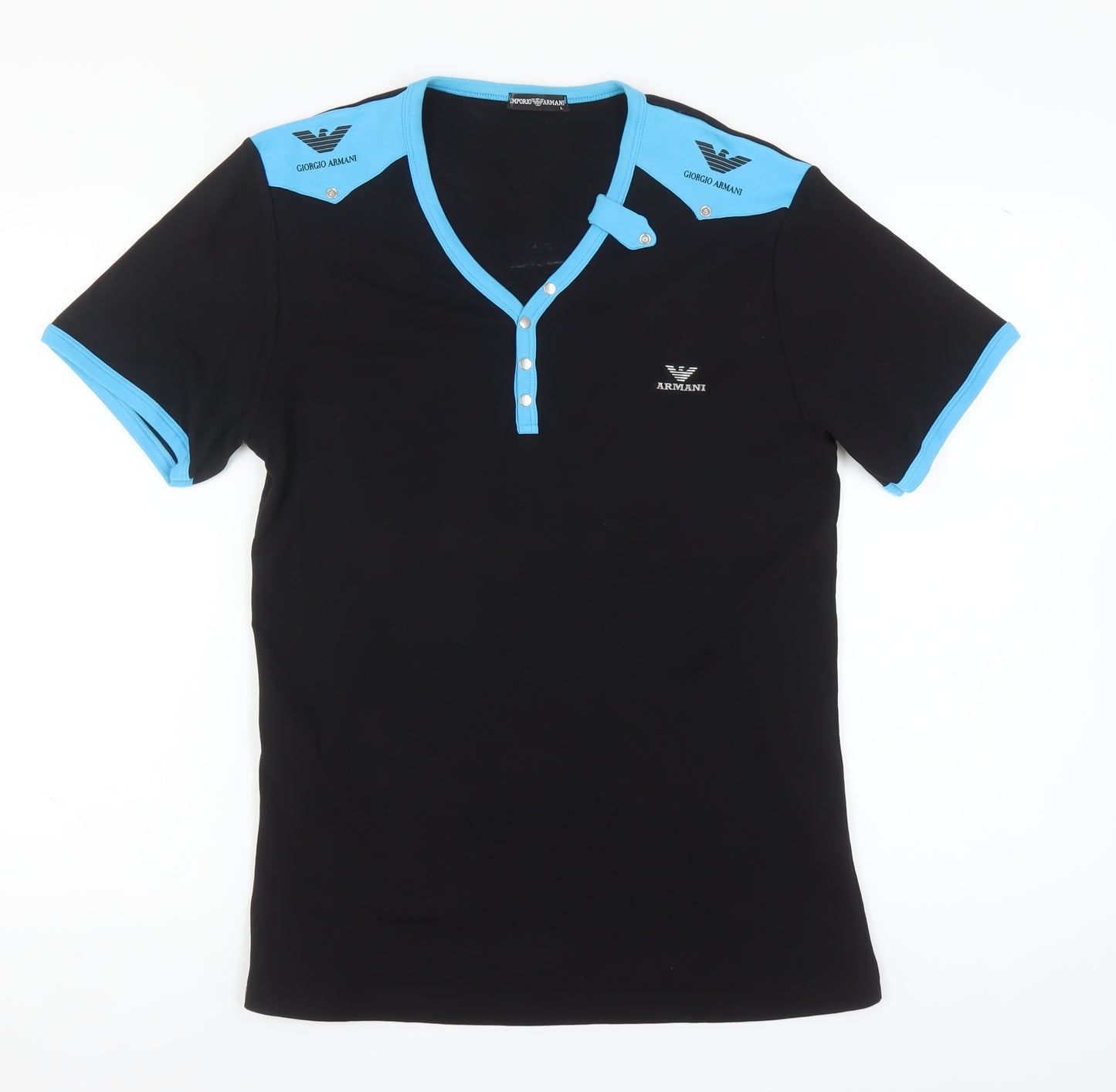 Emporio Armani Men's Black Blue T-Shirt, Size L