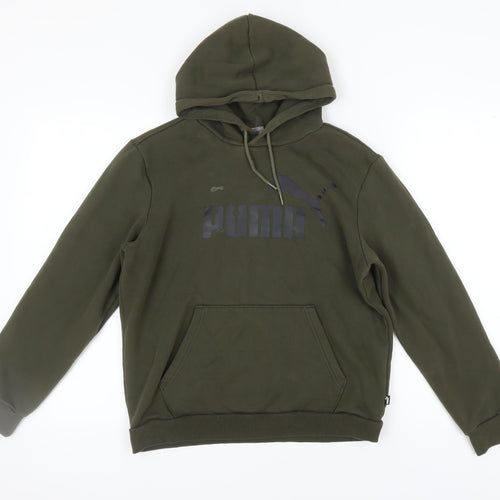 Puma Men's Green Pullover Hoodie - Size S, Logo Accent