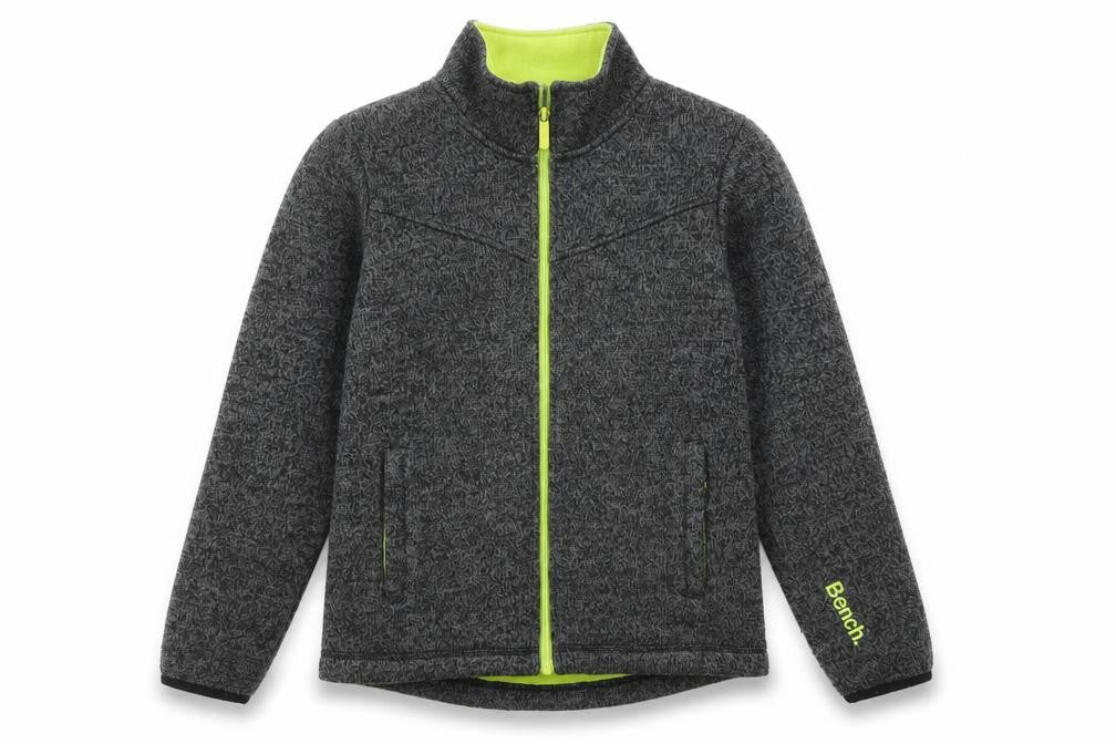 Front view of Bench boys’ grey full zip casual winter jacket 11-12 years