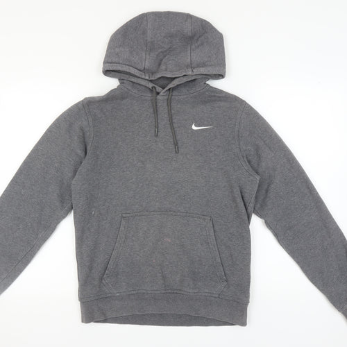 Nike Men's Grey Pullover Hoodie - Size S, Logo Accent