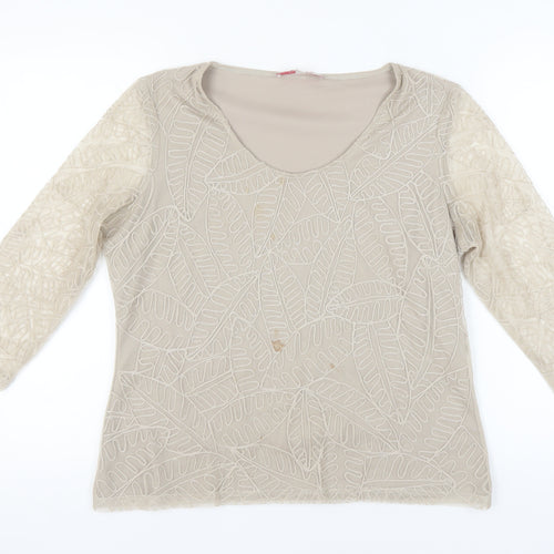 Jacques Vert Women's Beige Blouse, Medium, 3/4 Sleeve