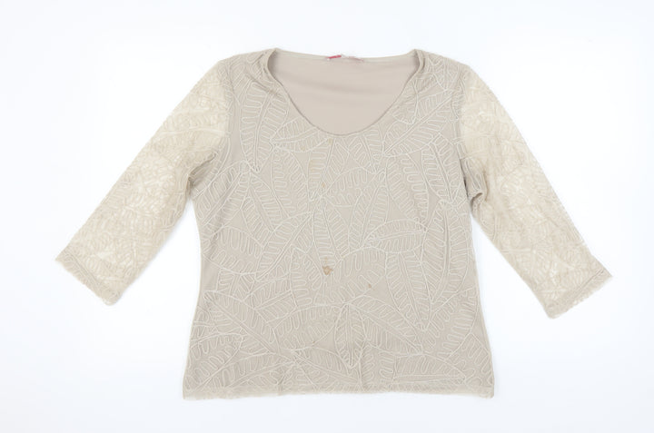 Jacques Vert Women's Beige Blouse, Medium, 3/4 Sleeve