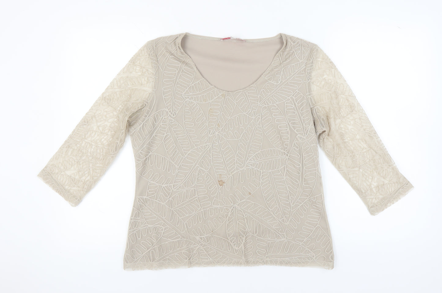 Jacques Vert Women's Beige Blouse, Medium, 3/4 Sleeve