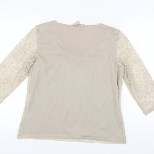 Jacques Vert Women's Beige Blouse, Medium, 3/4 Sleeve