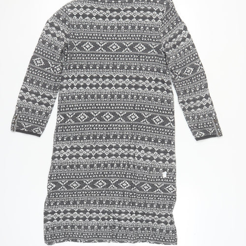 White Stuff Grey Geometric Jumper Dress, Size 12, Long Sleeves