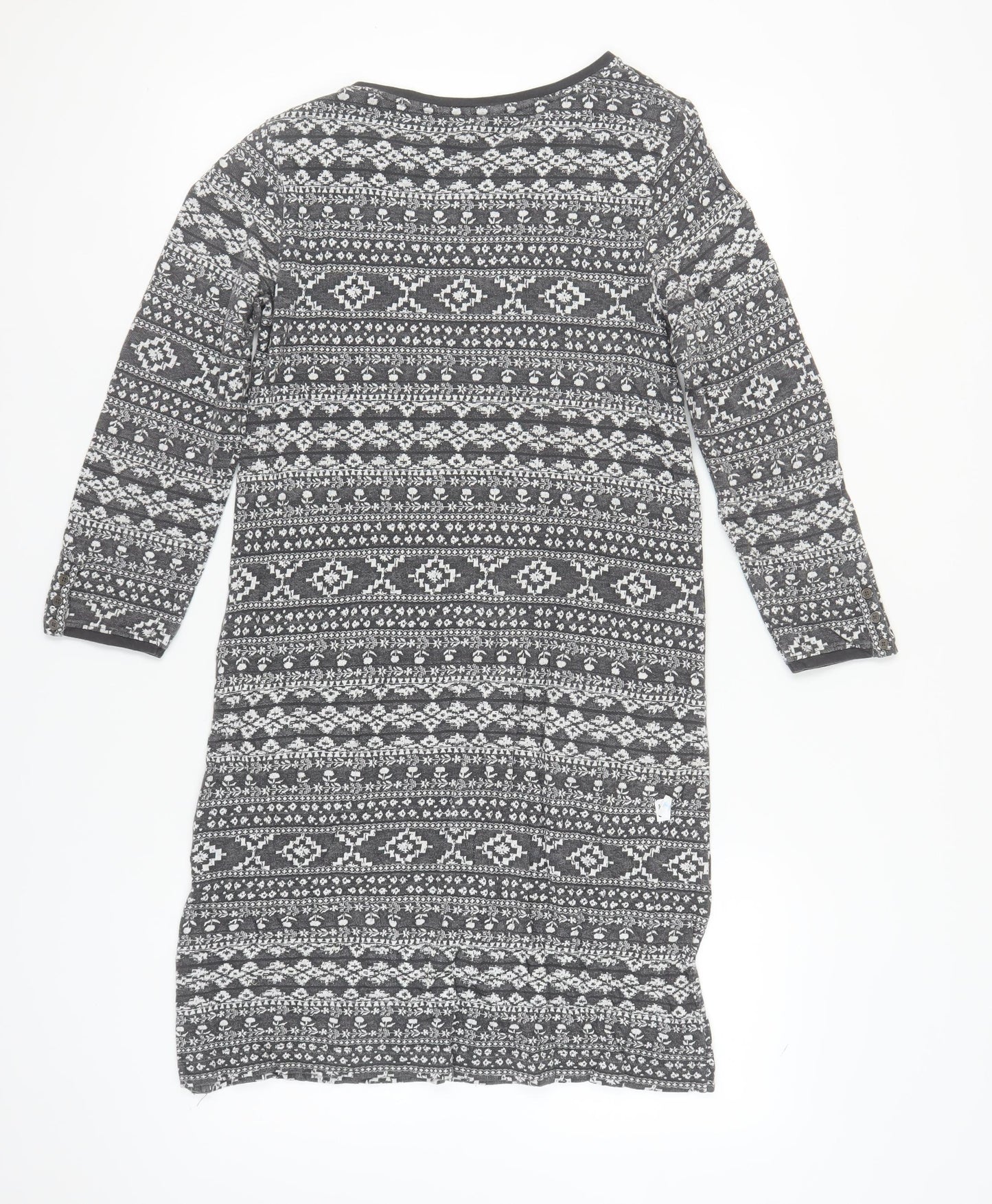 White Stuff Grey Geometric Jumper Dress, Size 12, Long Sleeves