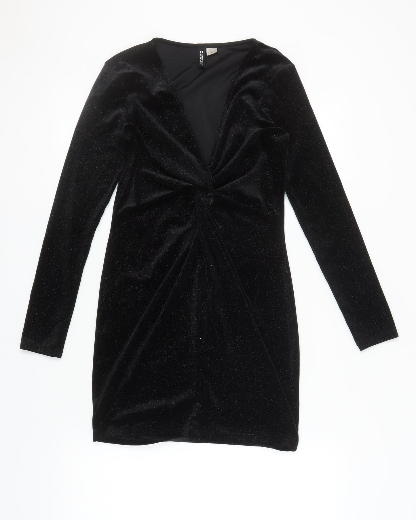 H&M Women Black Velvet Bodycon Dress M