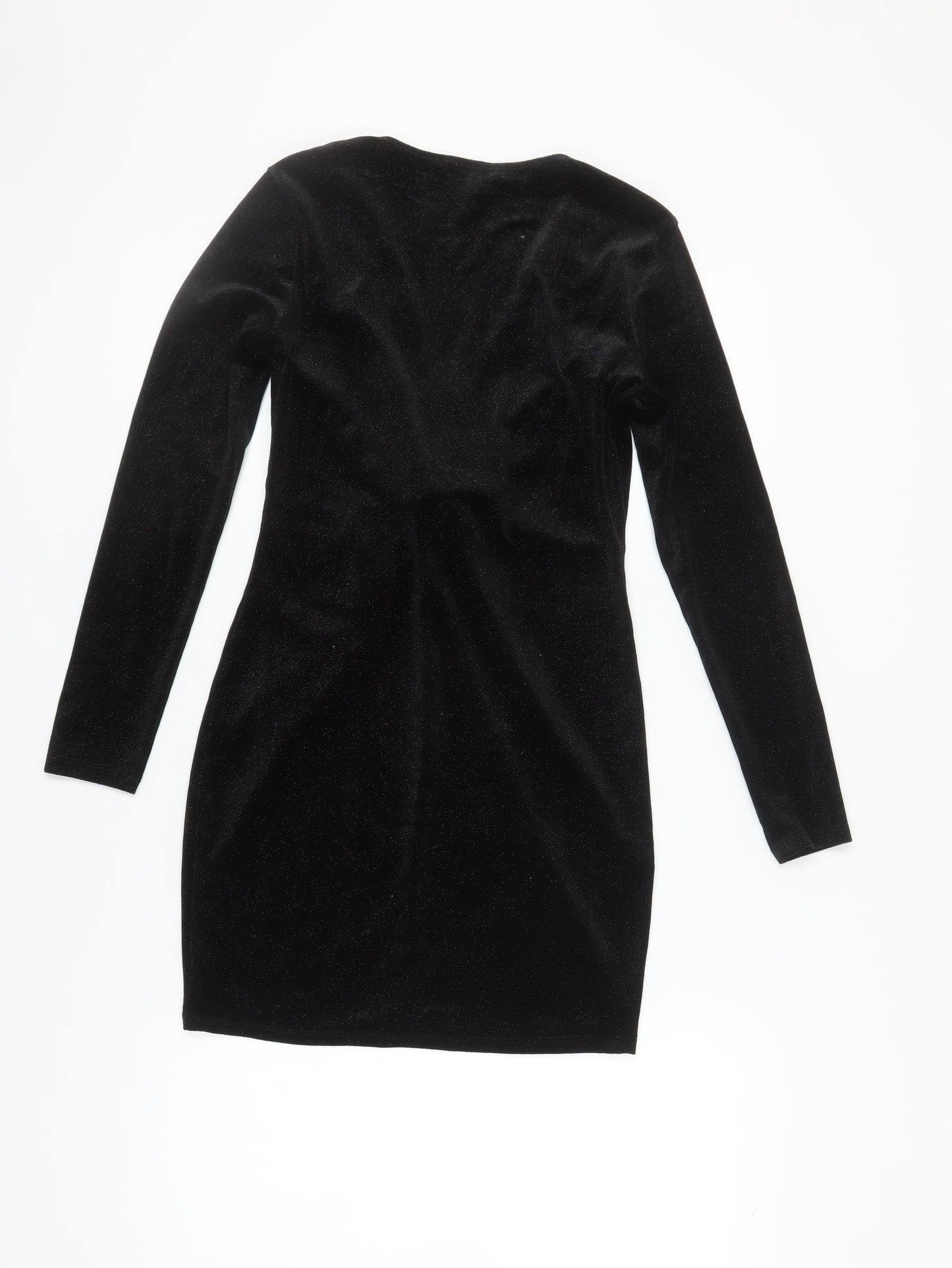 H&M Women Black Velvet Bodycon Dress M